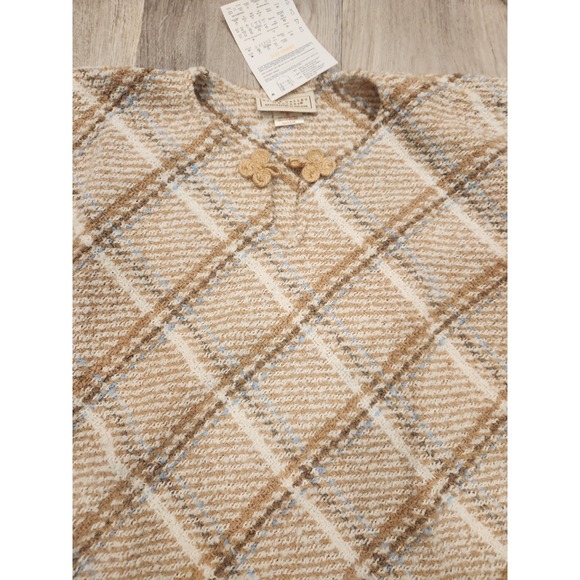 Boyne Valley Weavers Poncho Cape Shawl Wool Alpaca Ireland Fringe Hand Woven NWT - Picture 2 of 9